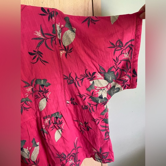 Wonderly Relaxed Gauze Peasant Top in Pink Dotty floral Sz XL - Picture 5 of 9